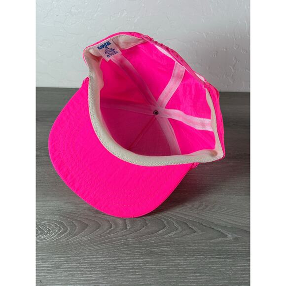 Vintage 80s Neon Pink Snapback Hat – Queensbury Country Club Lake George - Picture 4 of 5